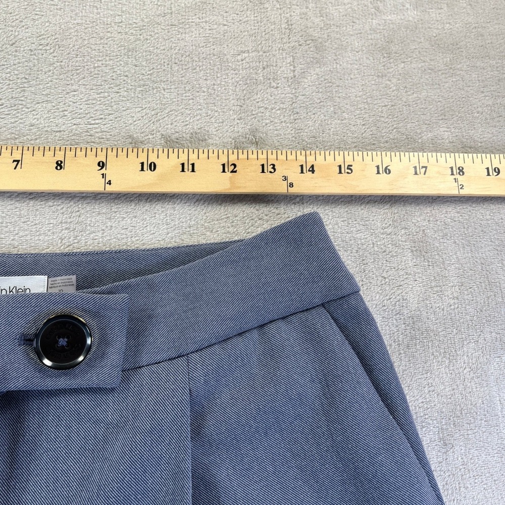 Calvin Klein Dress Pants 10 Blue Twill Cuffed Trousers Minimalist Corporate - Picture 10 of 14